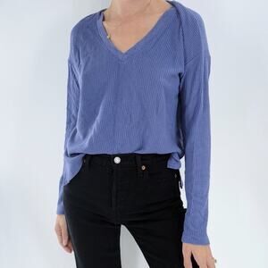 Double Zero Waffle Thermal V-neckline Long Sleeve Top Size Spicy Small